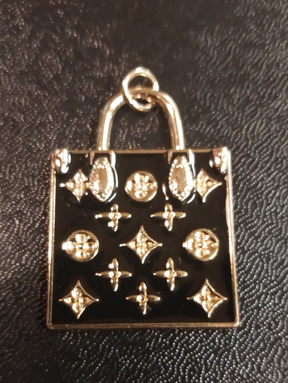 LV Black and Gold Enamel Bag Charm Pendant